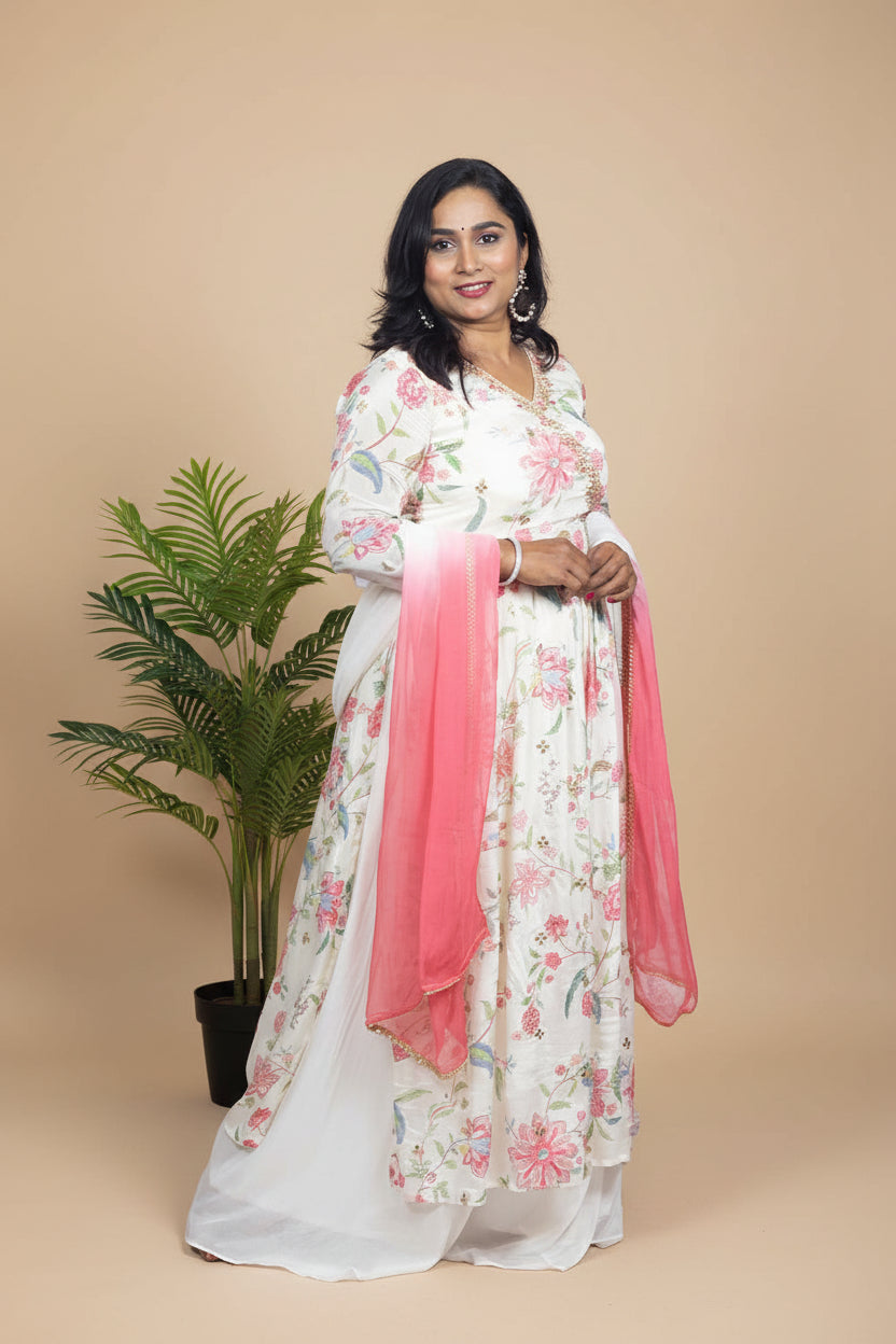 Offwhite Angrakha Chinon silk set