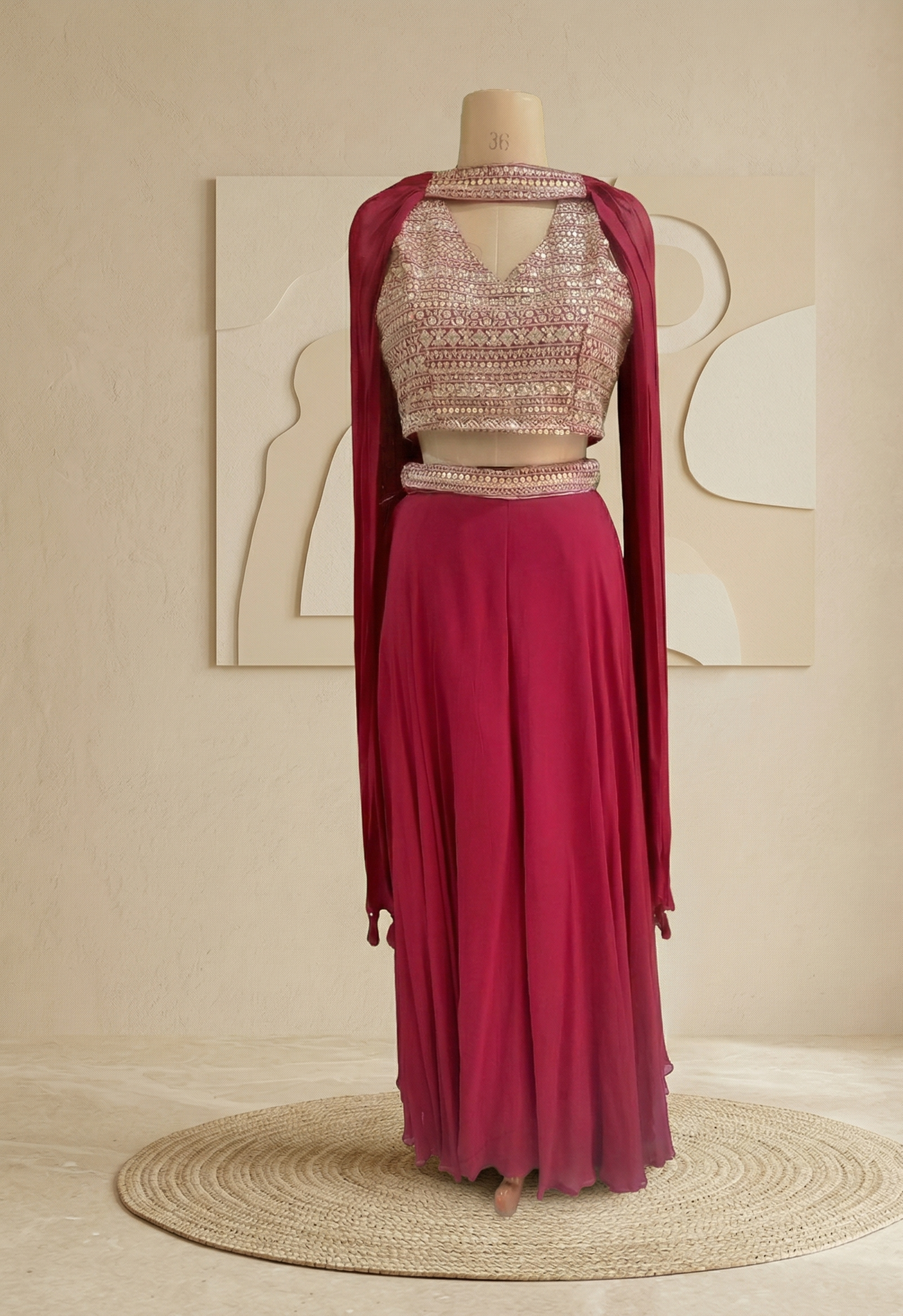 Libni Red Crop Top Set