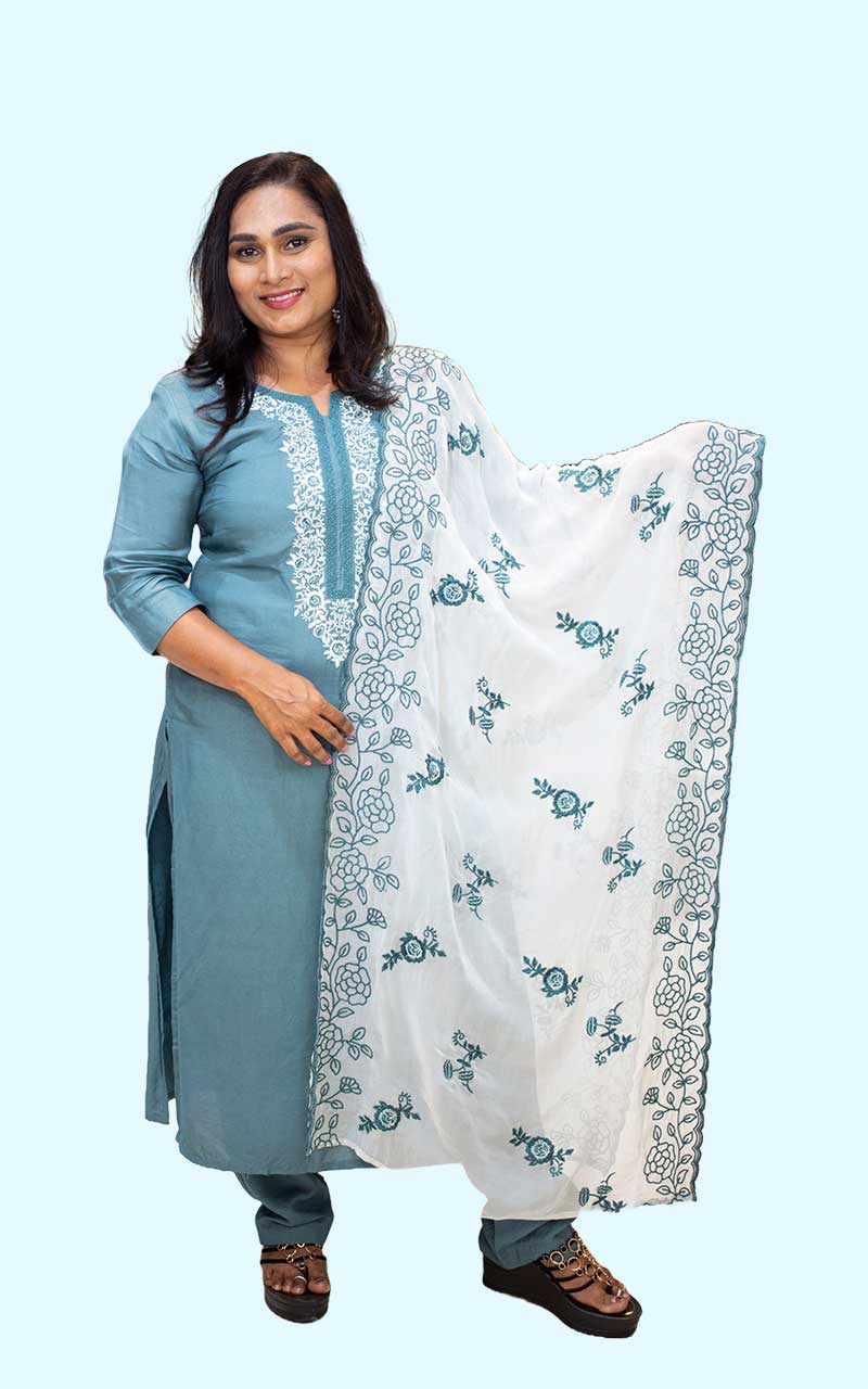Powder blue Muslin Suit Set