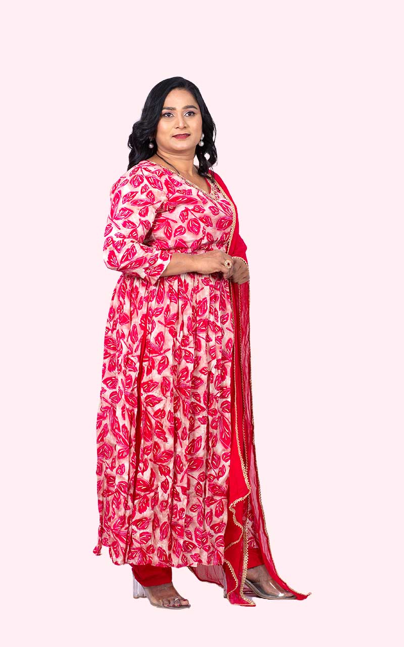 Pink Nira Nyracut Chinon silk suit set