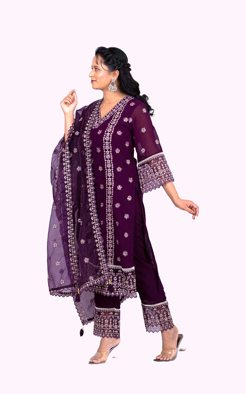 Raga Wine Georgette Pakistani suit set