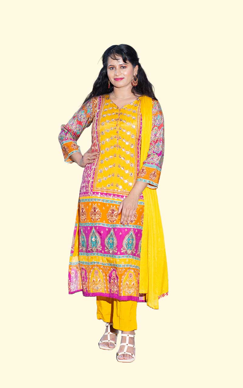 Yellow Manju Modal muslin suit set