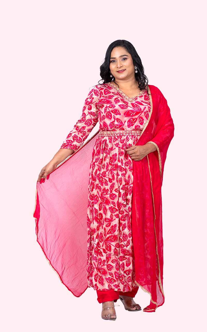 Pink Nira Nyracut Chinon silk suit set