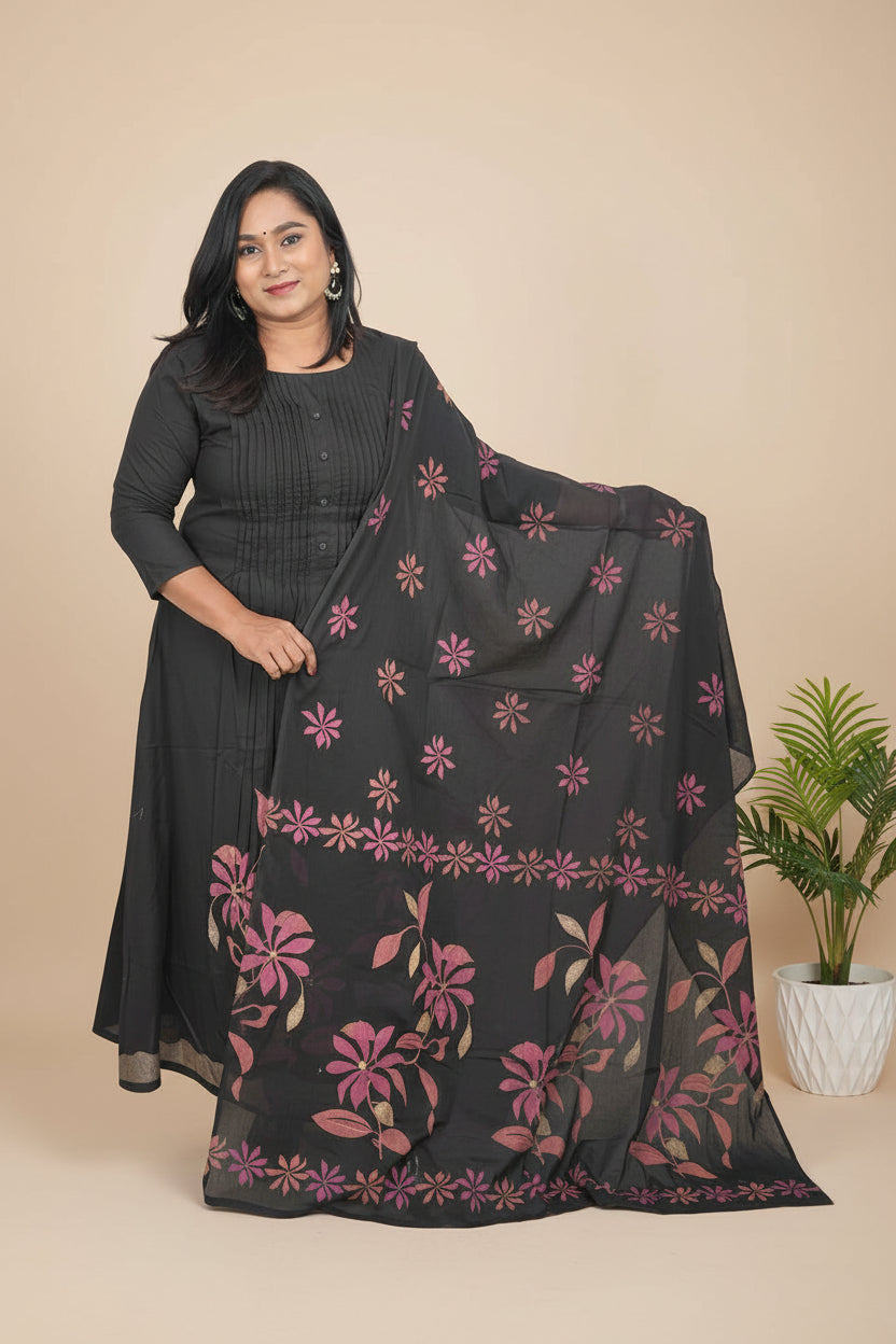 Black Rudra A Line cotton Suit set