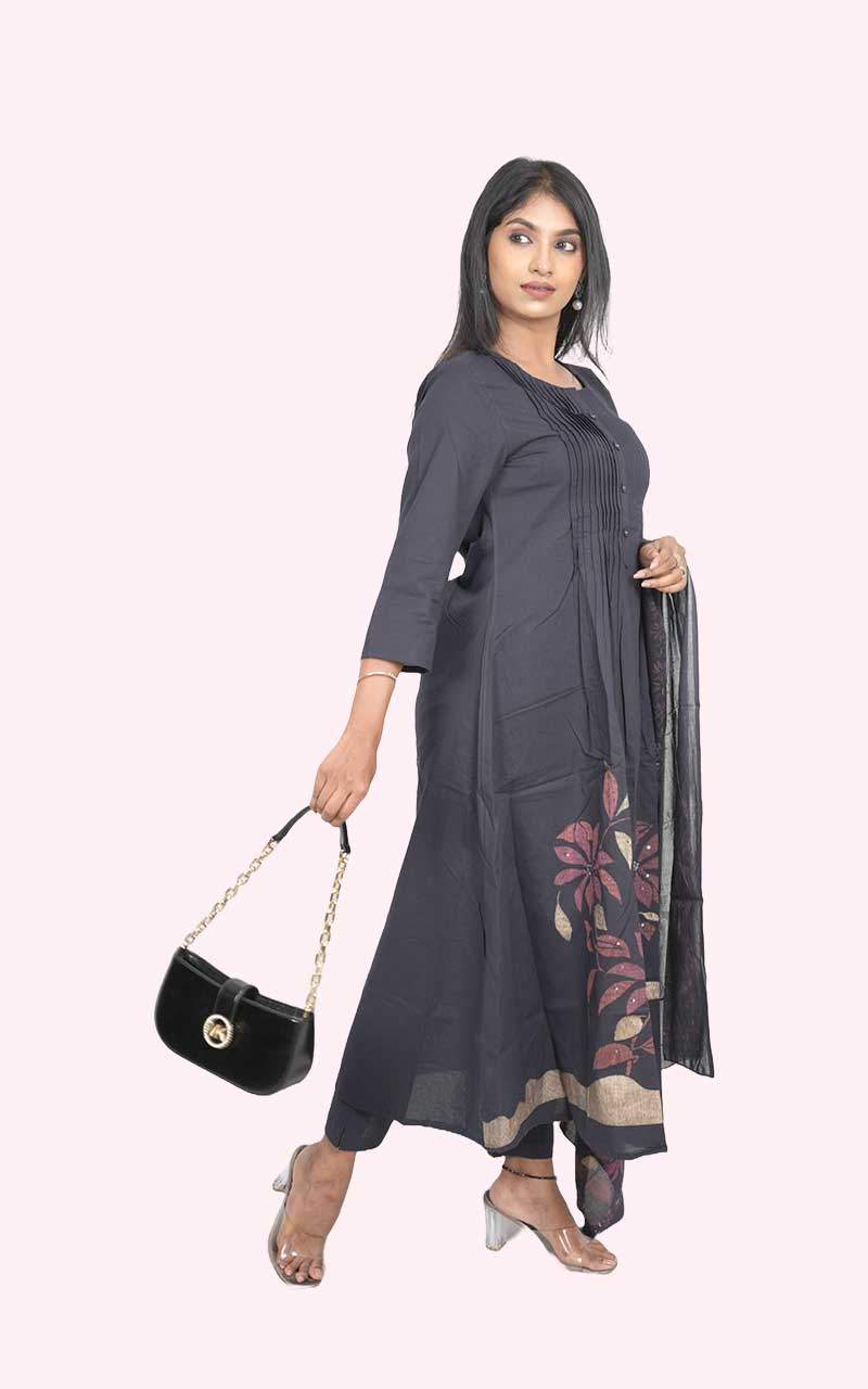 Rudra Blue A line Cotton Suit set