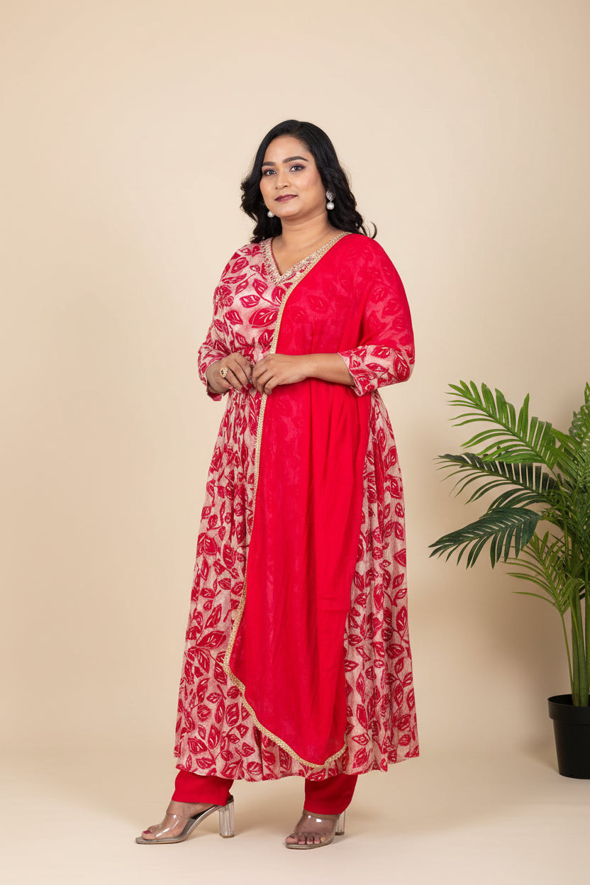 Pink Nira Nyracut Chinon silk suit set