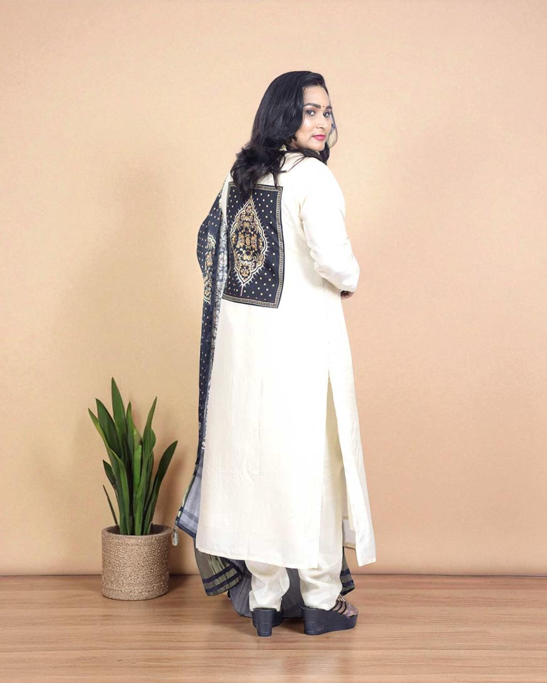Ivory Gajji Silk Suit Set