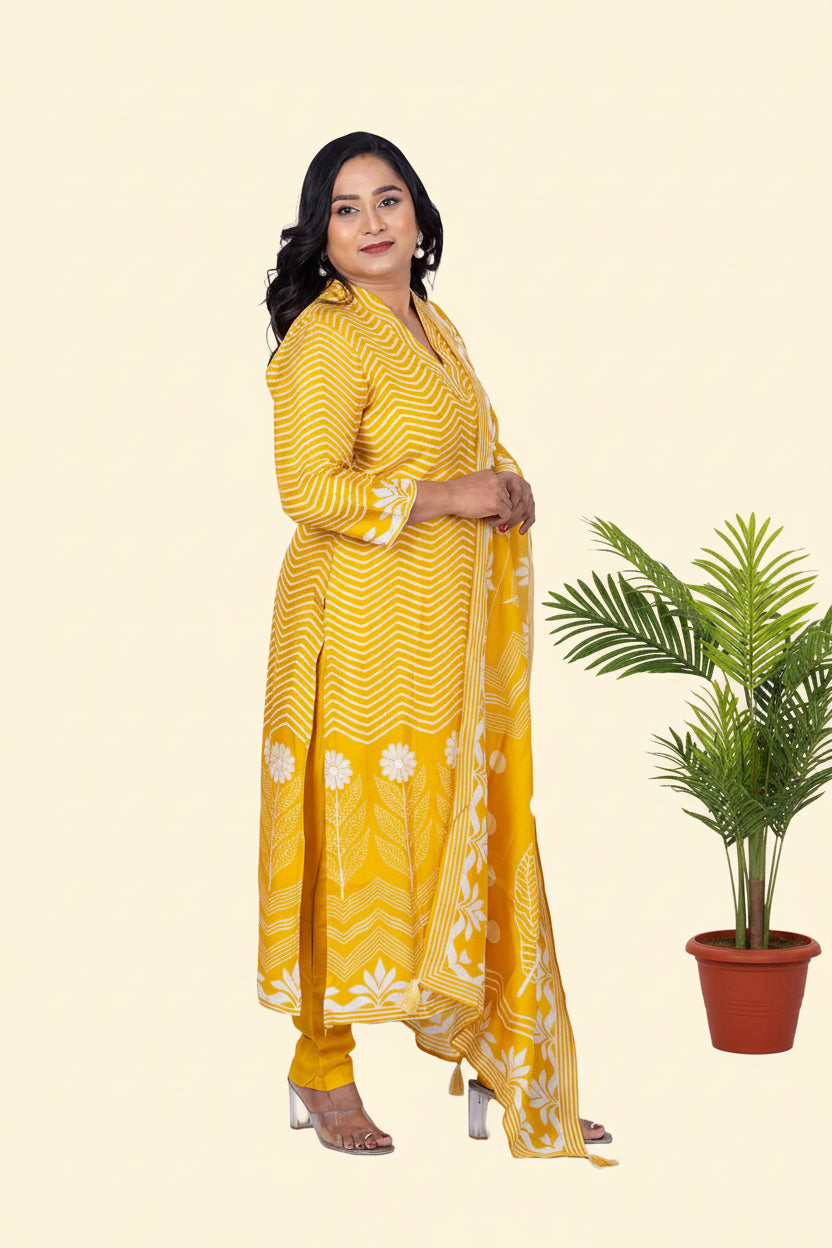 Yellow Sunshine silk Suit set