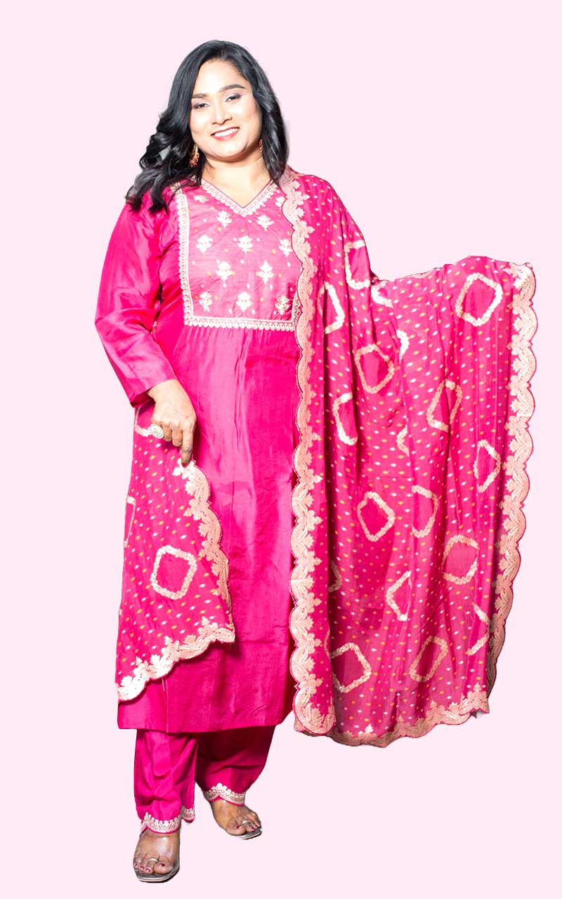Pink Banrasi Silk Suit Set