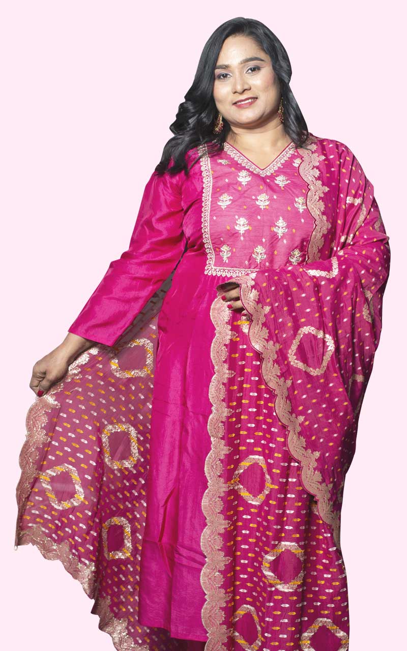 Pink Banrasi Silk Suit Set