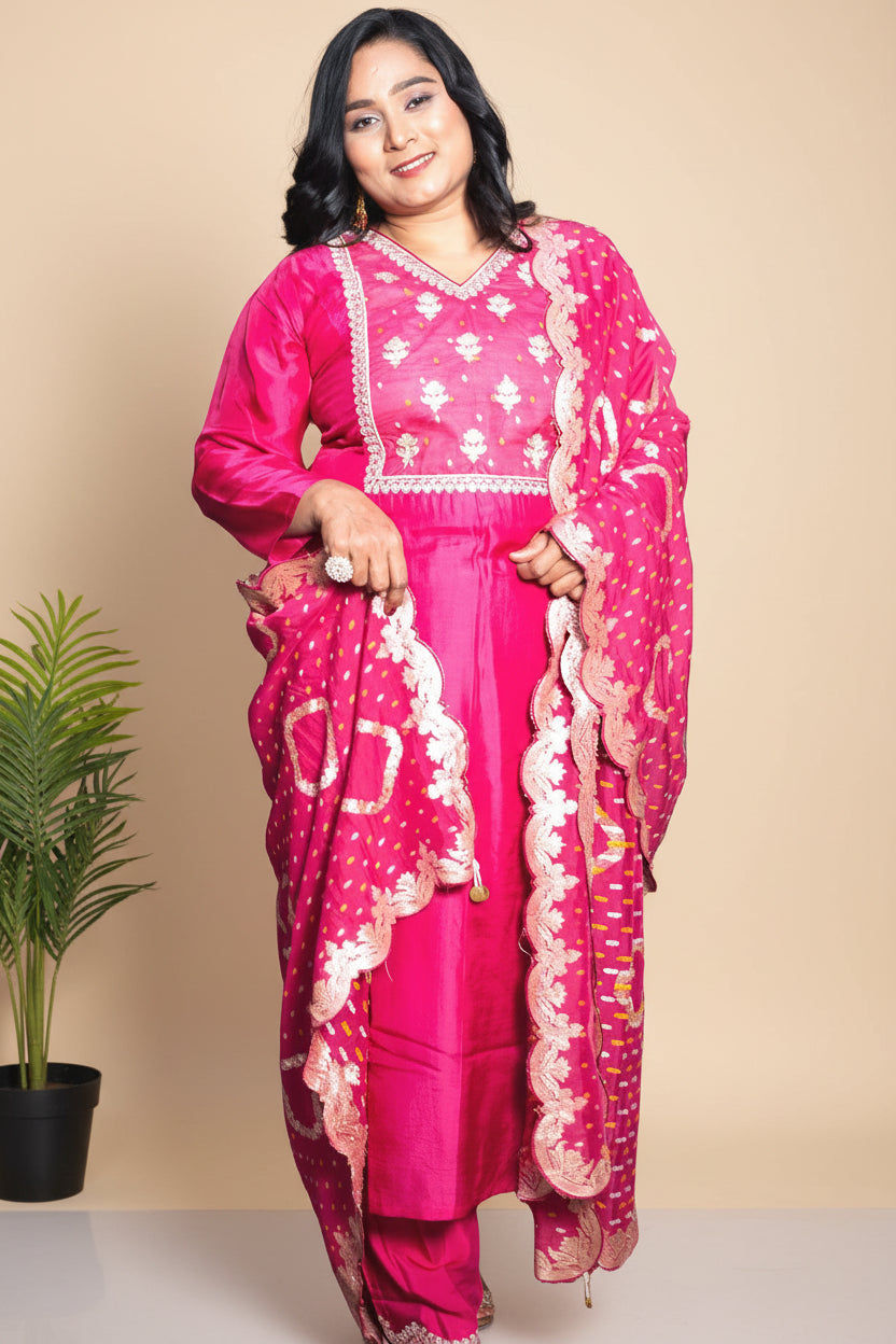 Pink Banrasi Silk Suit Set