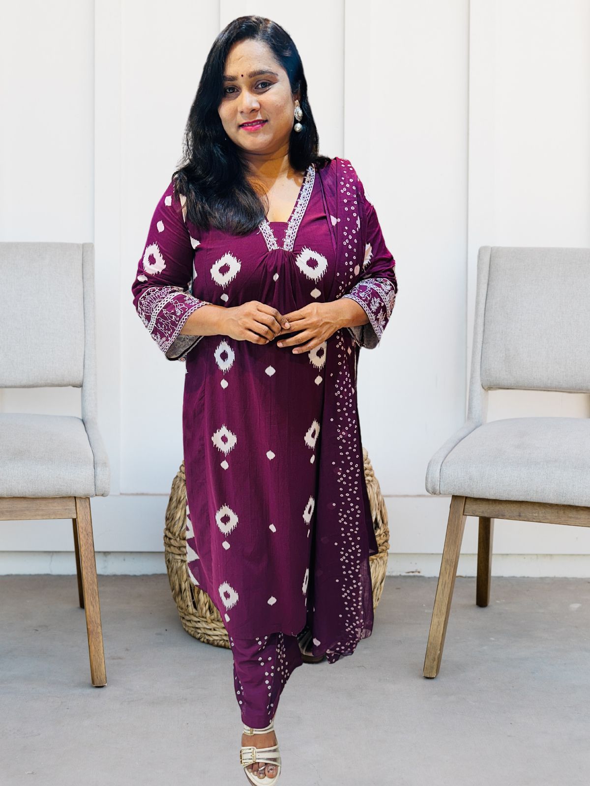 Wine Kavya Cotton Suit set