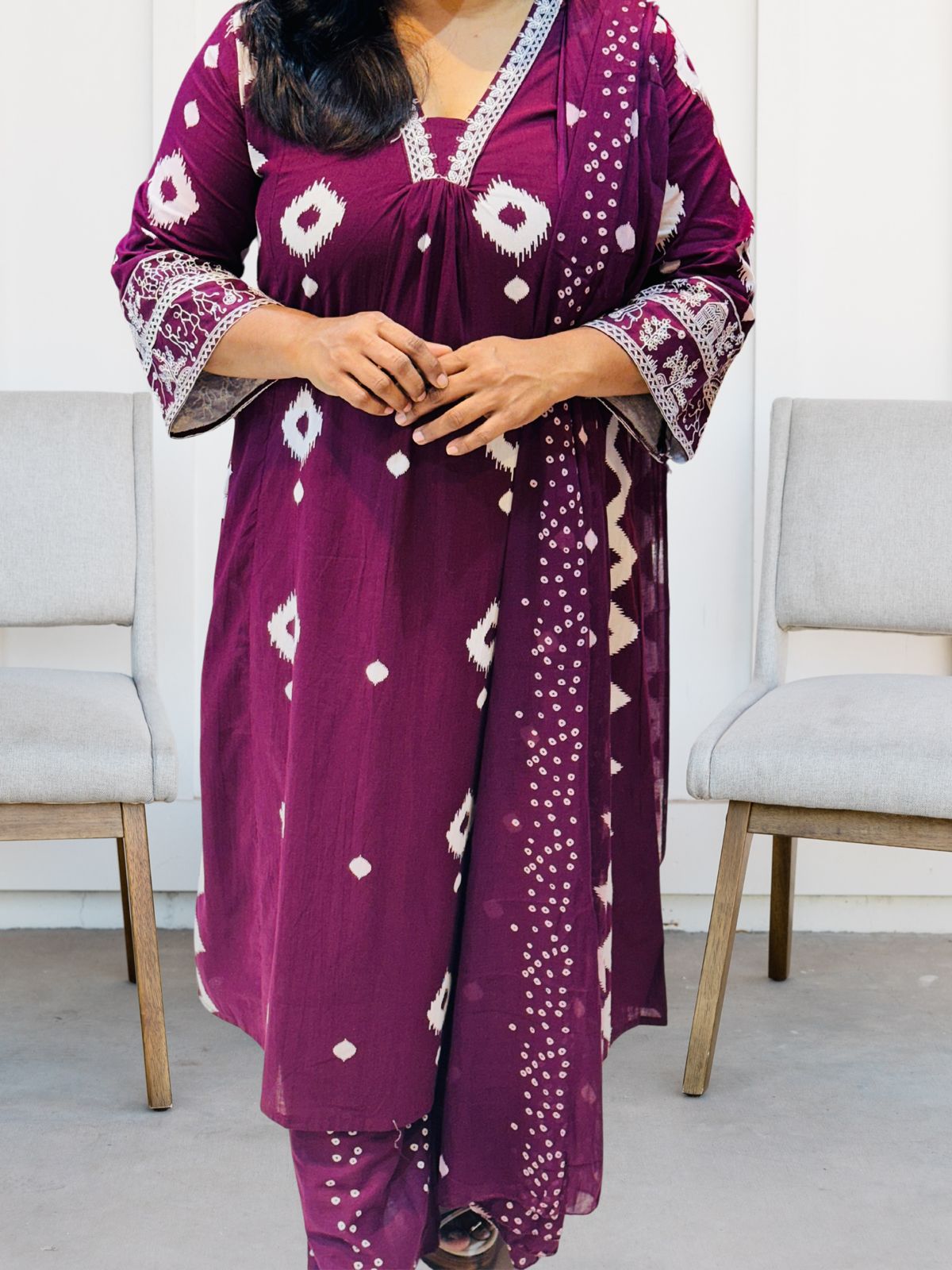 Wine Kavya Cotton Suit set