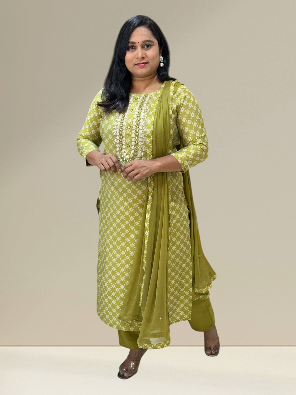 Green Bhavna Bhandini Muslin Suit set