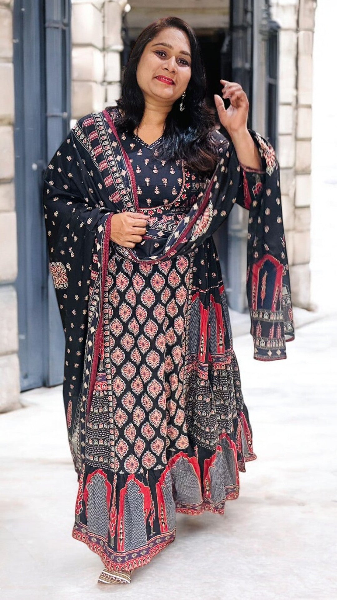 Black Nia Cotton Anarkali Suit set - NEW ARRIVAL