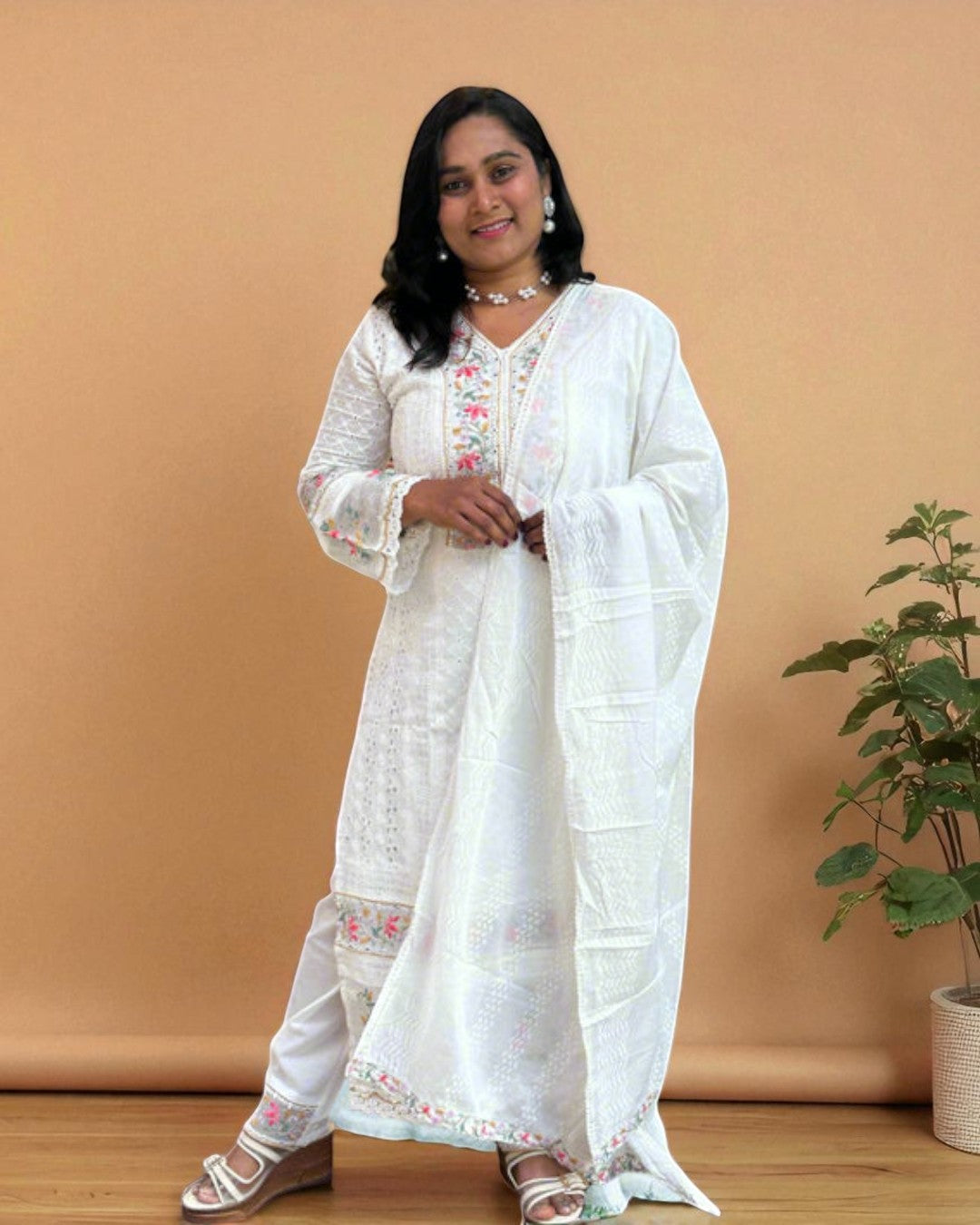 White Adya schiffli suit set - NEW ARRIVAL