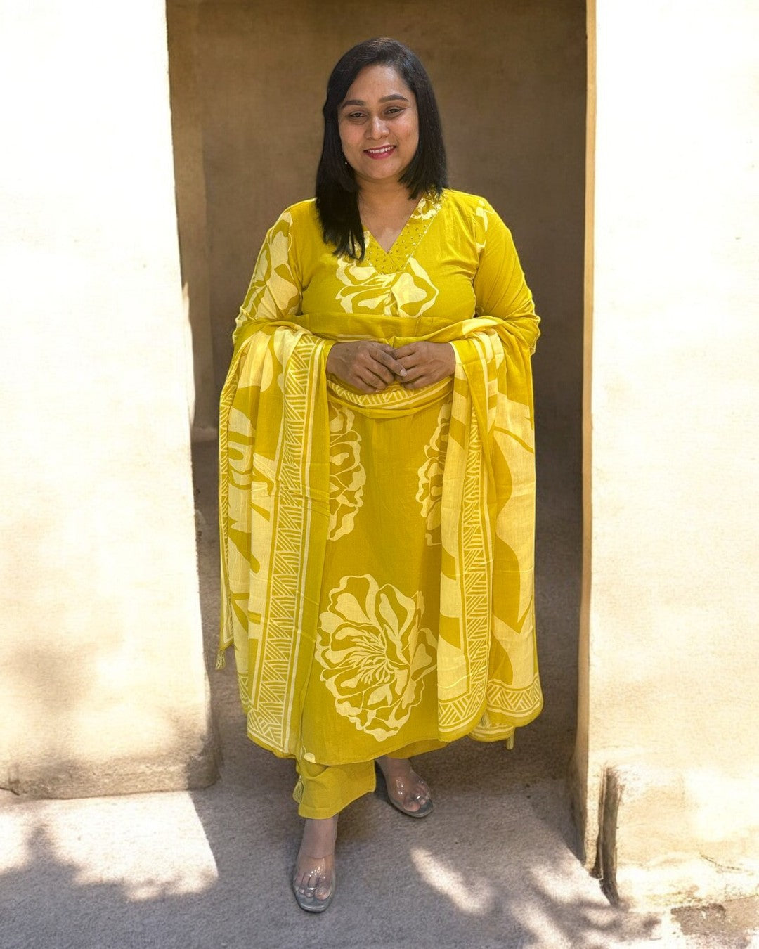 Lime zest yellow Banhi Cotton Suit set