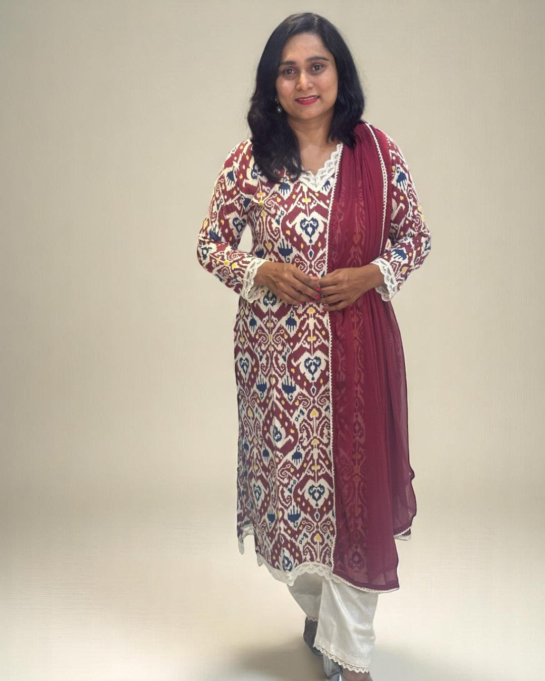 Maroon Esha Flex cotton suit set