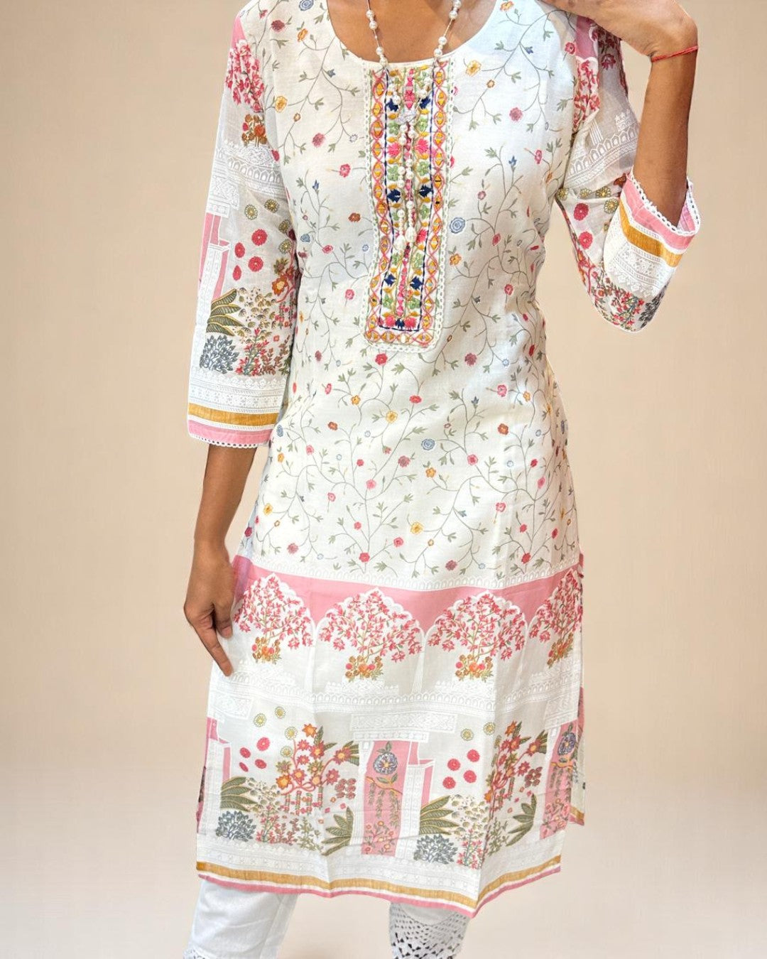 White Saya Cotton Kurta