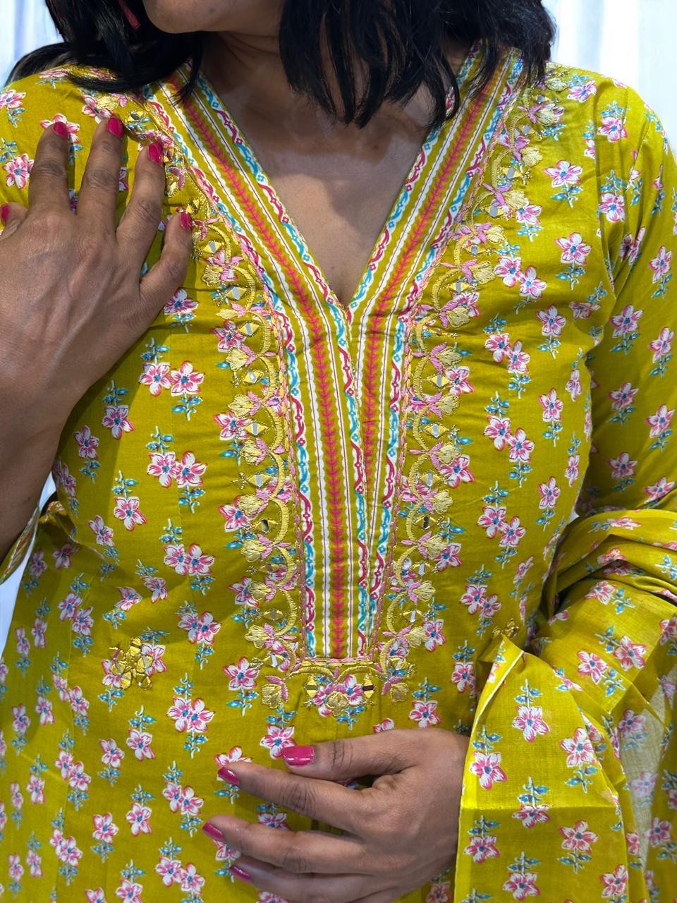 Greenish Yellow Fella Anarkali suit set