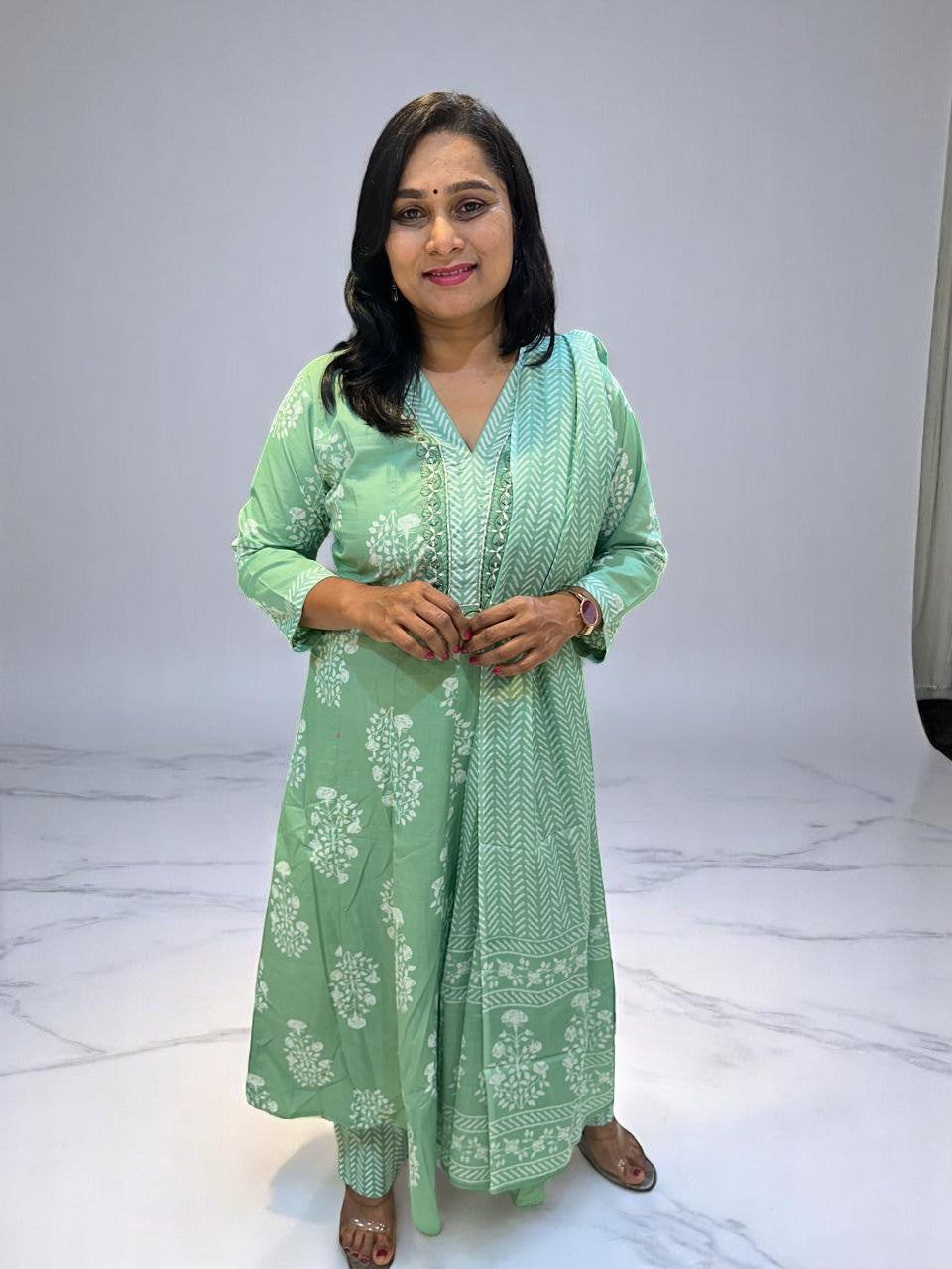 Green Yuvi Anarkali suit set