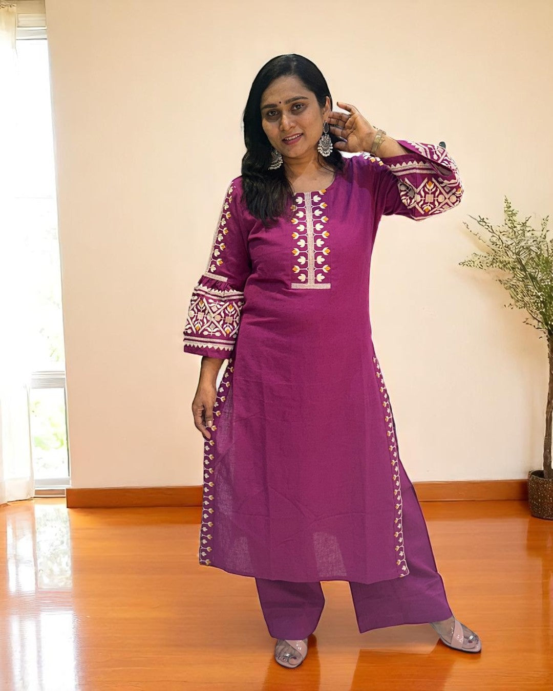 Magenta Elina Flex cotton Kurta Set