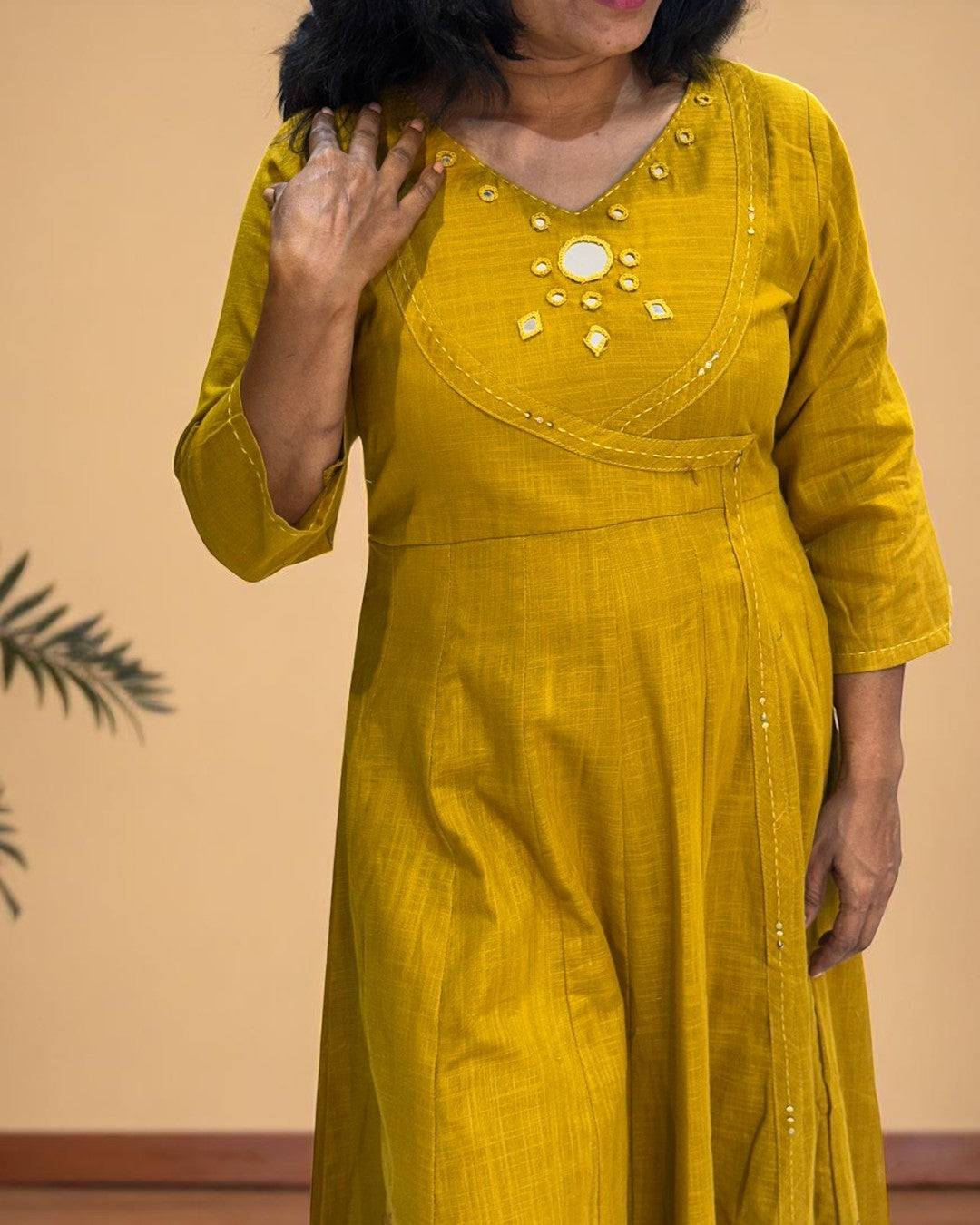 Mustard Ami Flex cotton Anarkali Kurta set