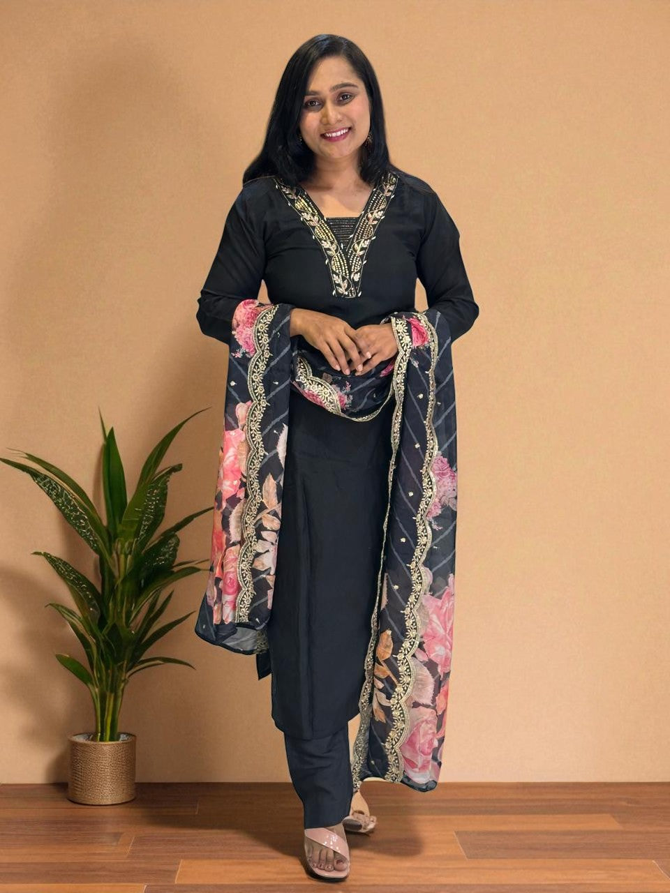 Black Silk Suit Set