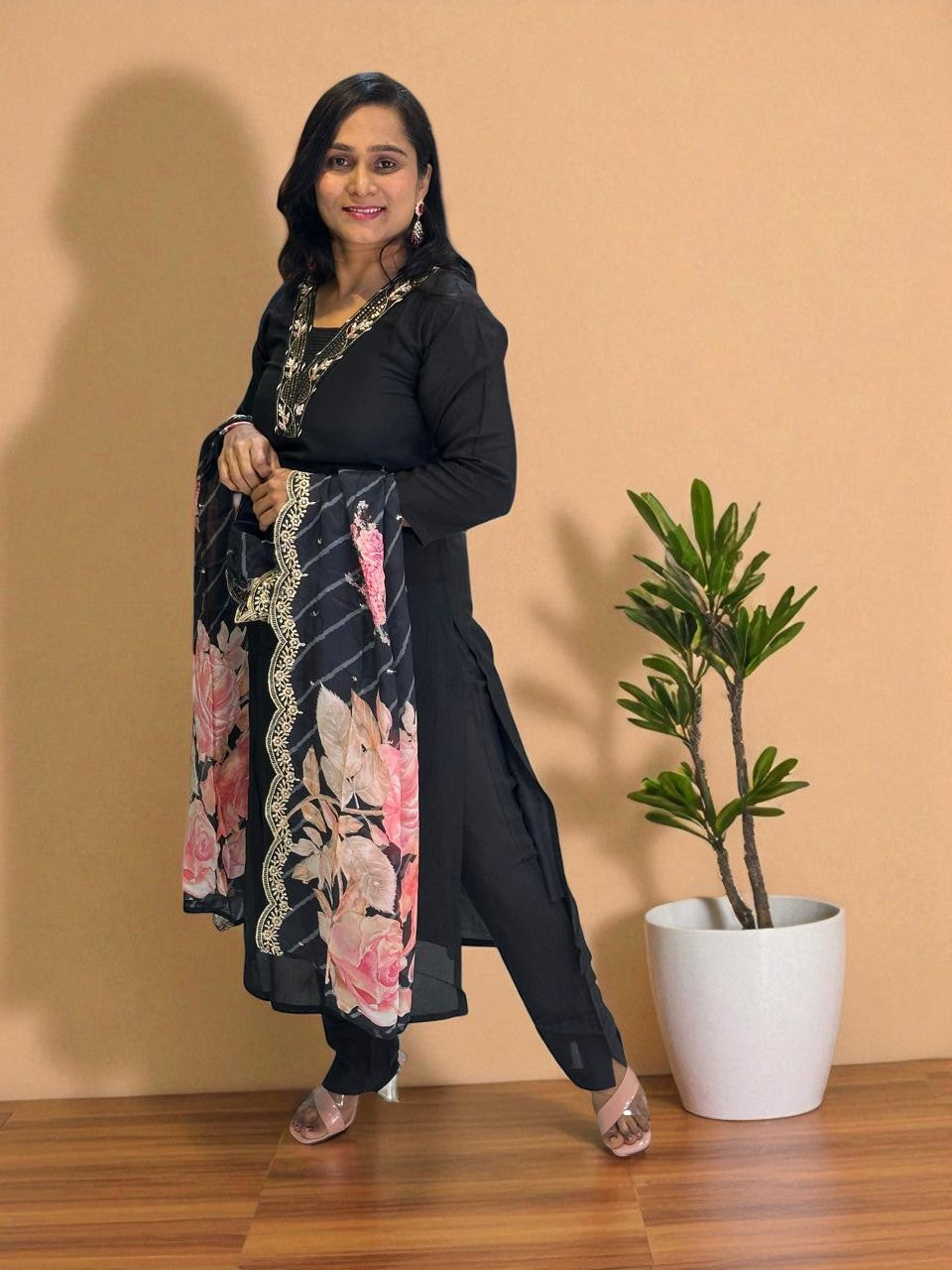 Black Silk Suit Set