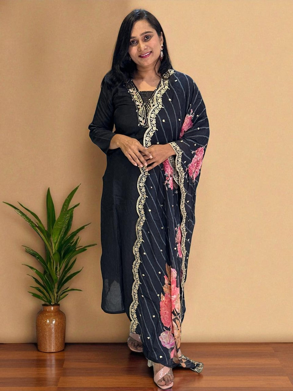 Black Silk Suit Set