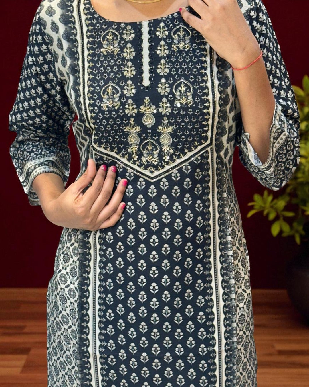 Black Anula Tussar Handcrafted Kurta