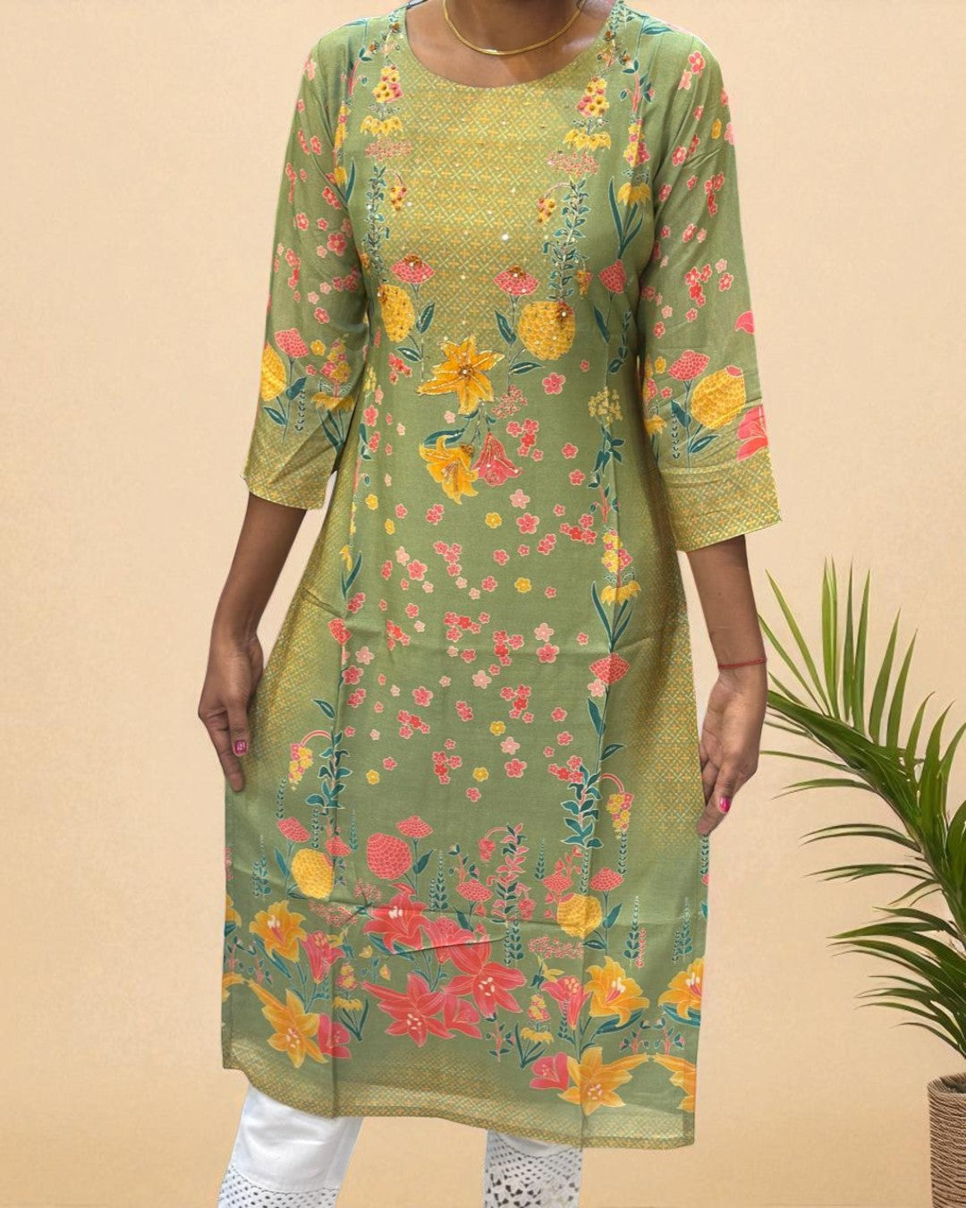 Yellowish Green Mrunal muslin Kurta -New Arrival
