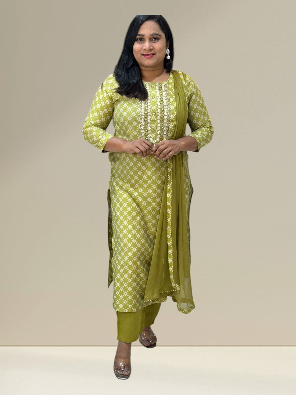 Green Bhavna Bhandini Muslin Suit set