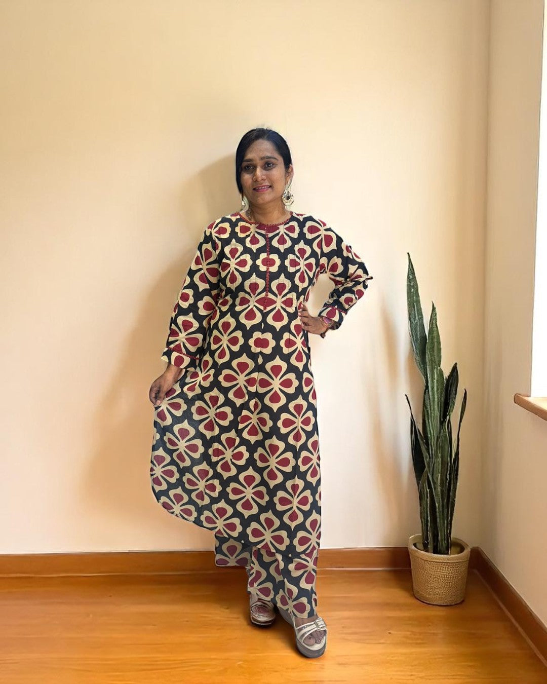 Wine Siya Cotton Kurta set