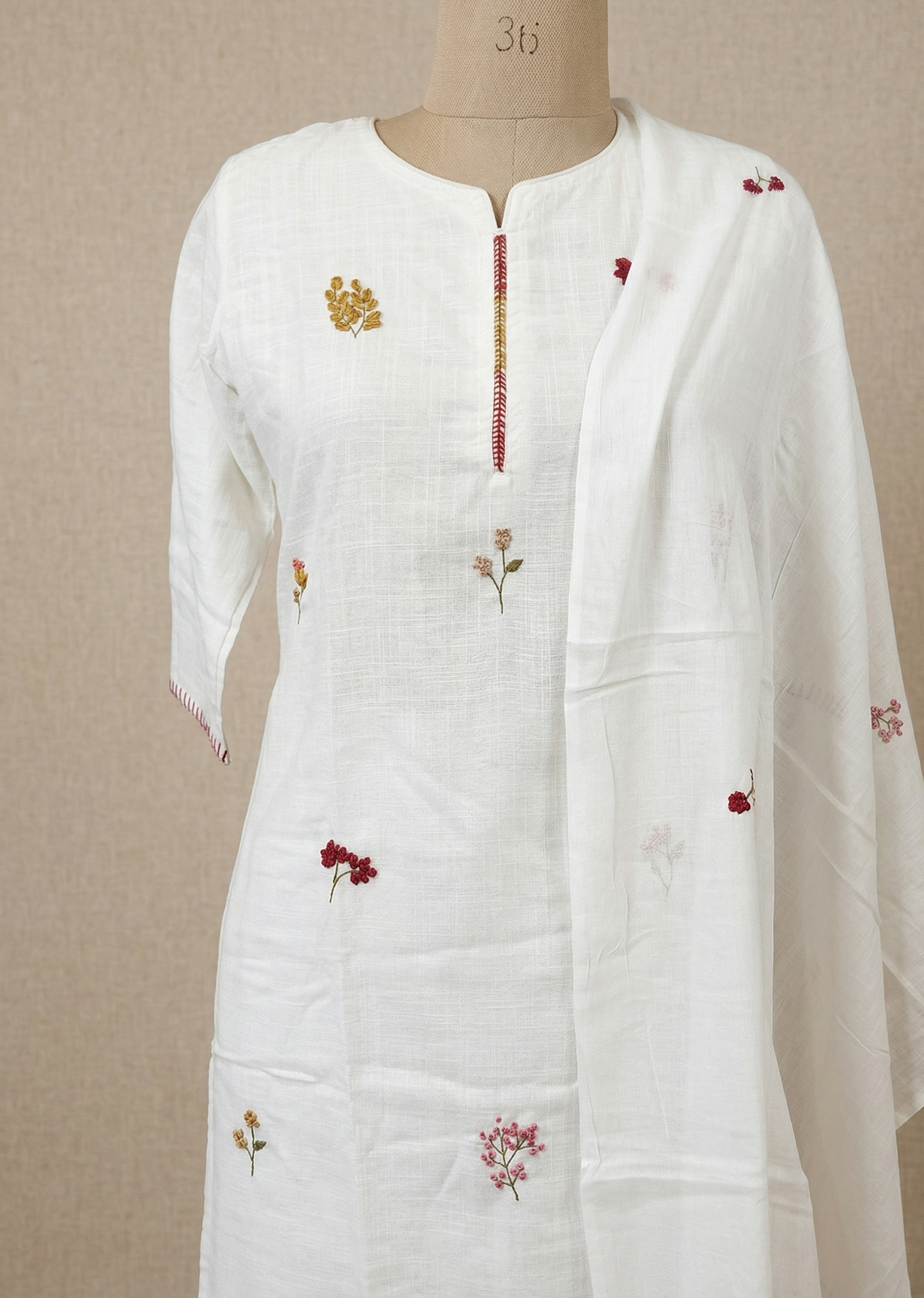 White Kesar Slub Cotton Suit set