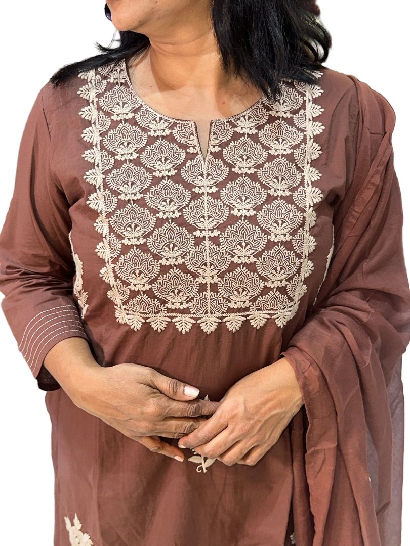 Brown Rishika Cotton Suit set - Set of 3