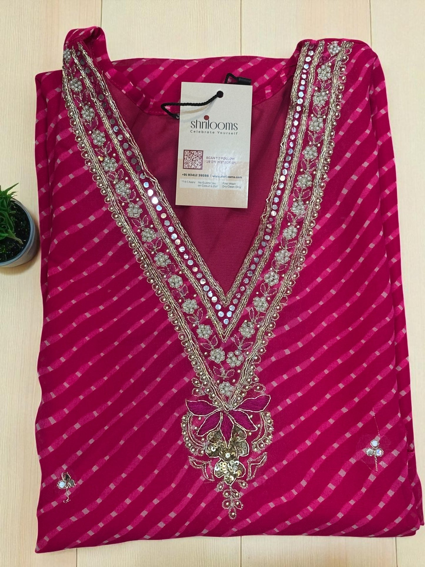 Pink Gulal Lehariya Georgette Kurta