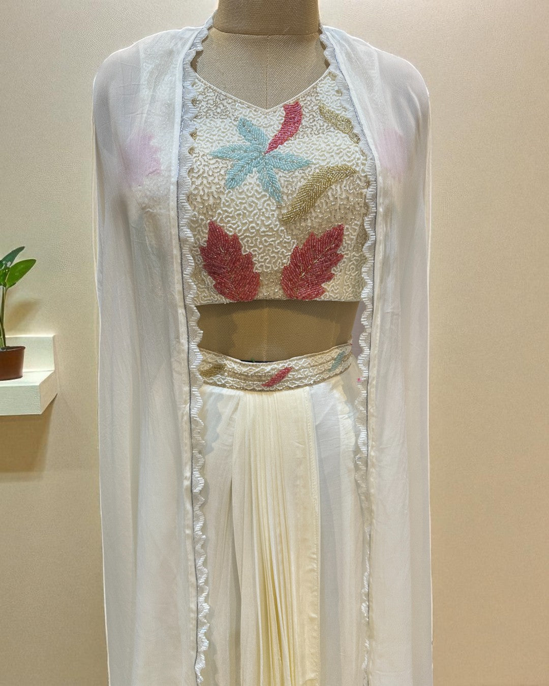 Ivory Kiara Crepe silk Indo western outfit