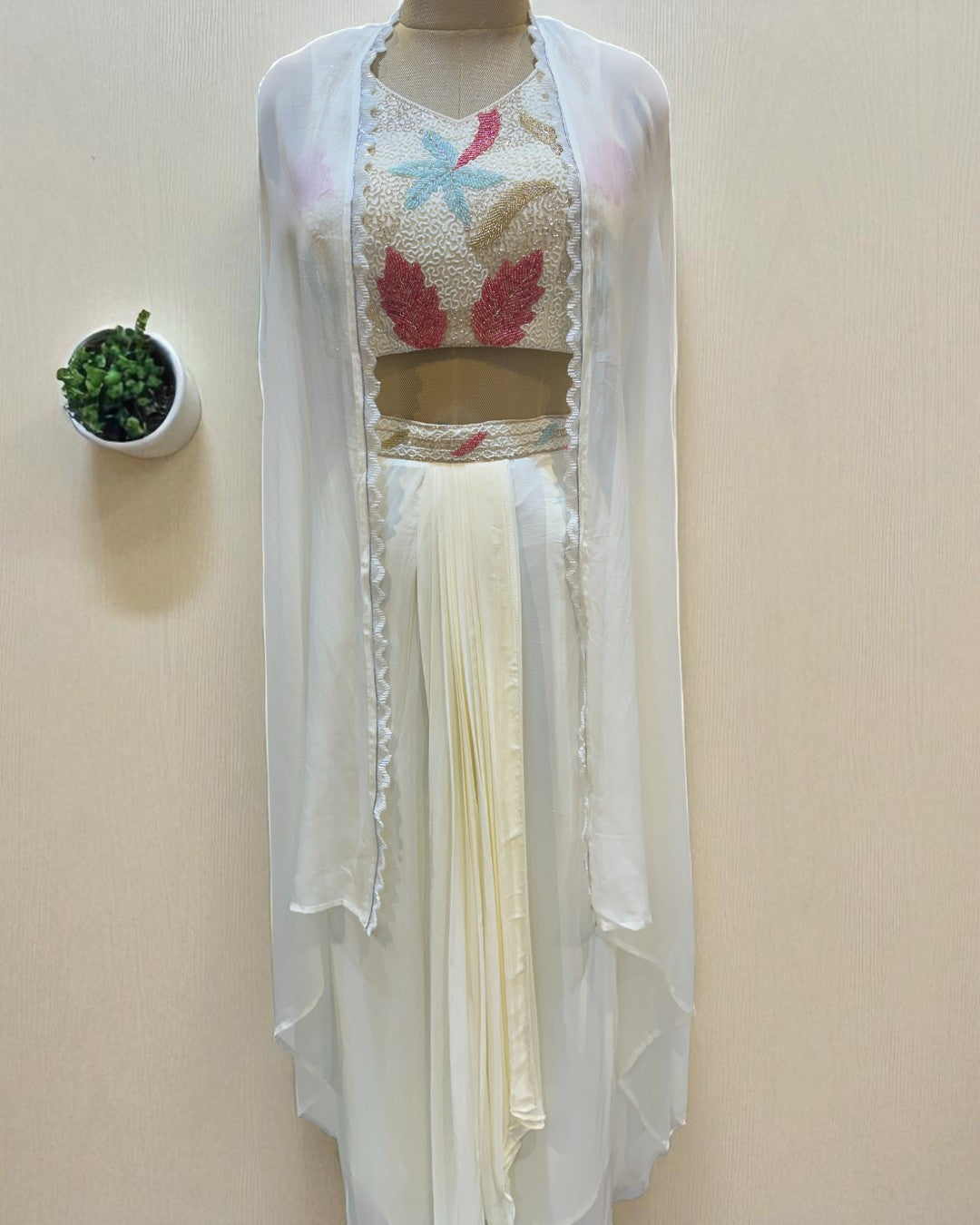 Ivory Kiara Crepe silk Indo western outfit