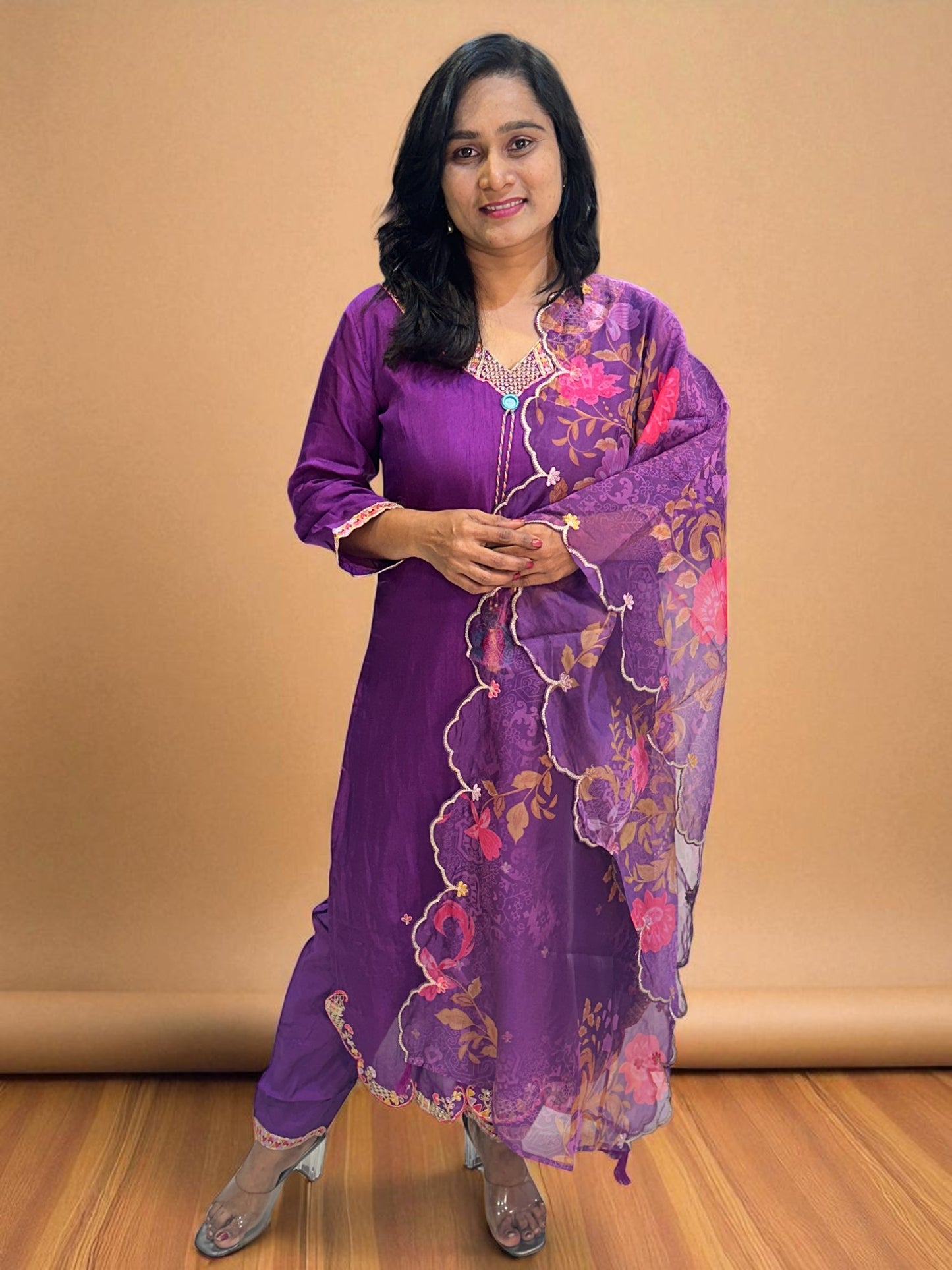 Purple Raashi Dola silk Suit set