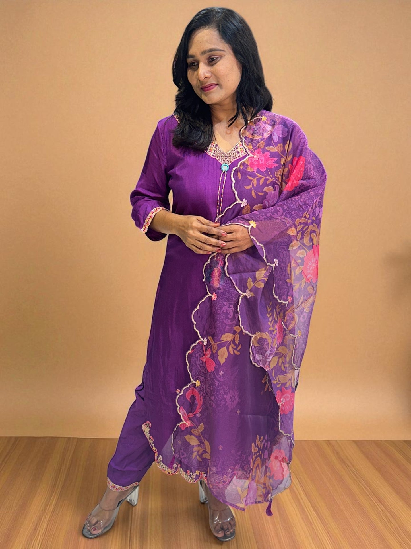 Purple Raashi Dola silk Suit set