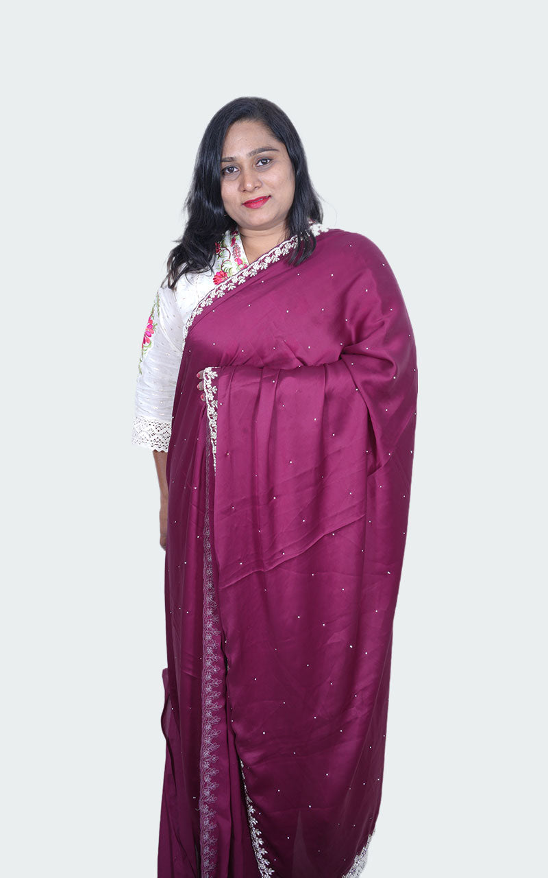 Anjali Wine crepe Saree