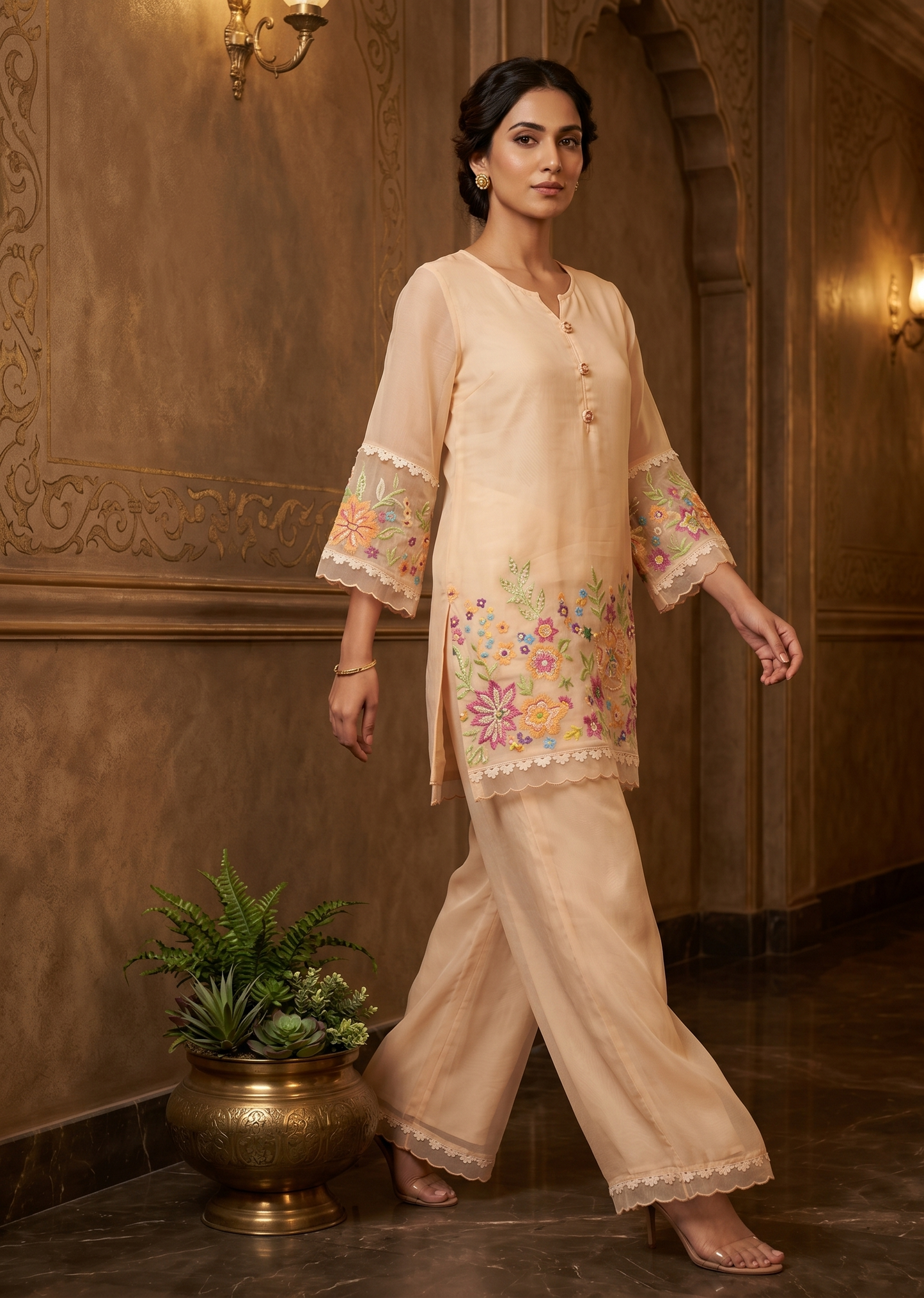 Beige Vinaya Co-Ord Set – Lightweight Women’s Ethnic Wear Set for Summer and Festive Looks
