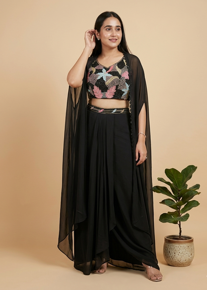 Black Kiara Crepe silk Indo western outfit