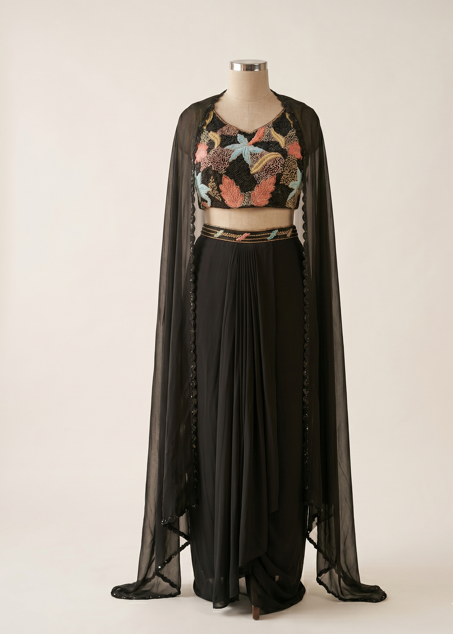 Black Kiara Crepe silk Indo western outfit