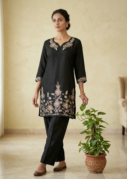 Black Mehar Muslin Co-ord set