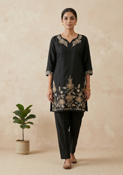 Black Mehar Muslin Co-ord set