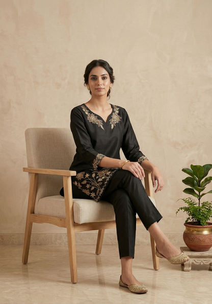 Black Mehar Muslin Co-ord set