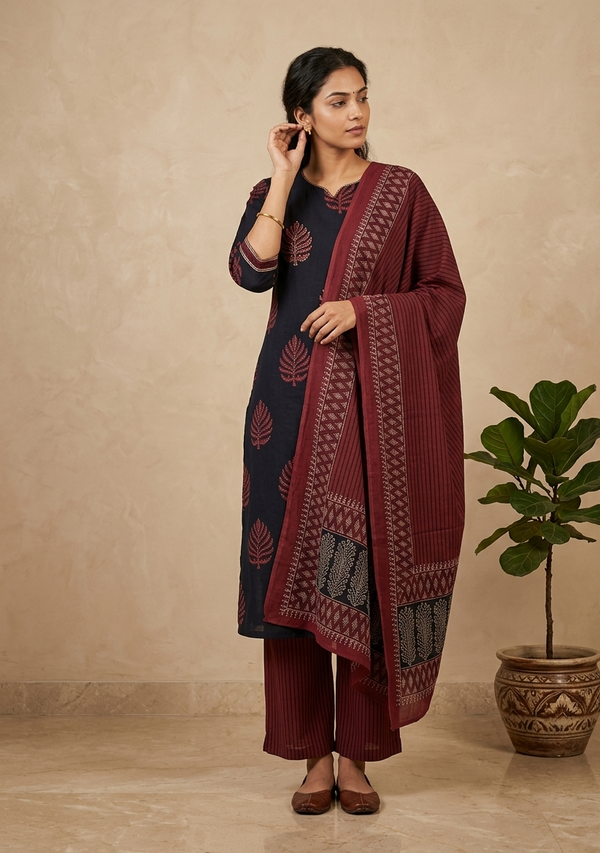 Women’s Black Milan Cotton Suit Set with Traditional Style and Soft Cotton Fabric