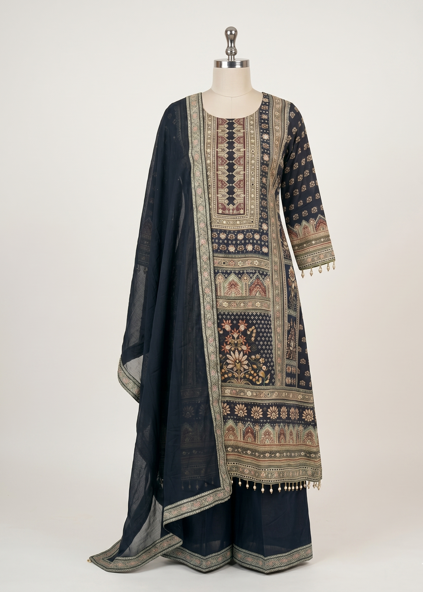 Black Yashita pure crepe Anarkali suit set